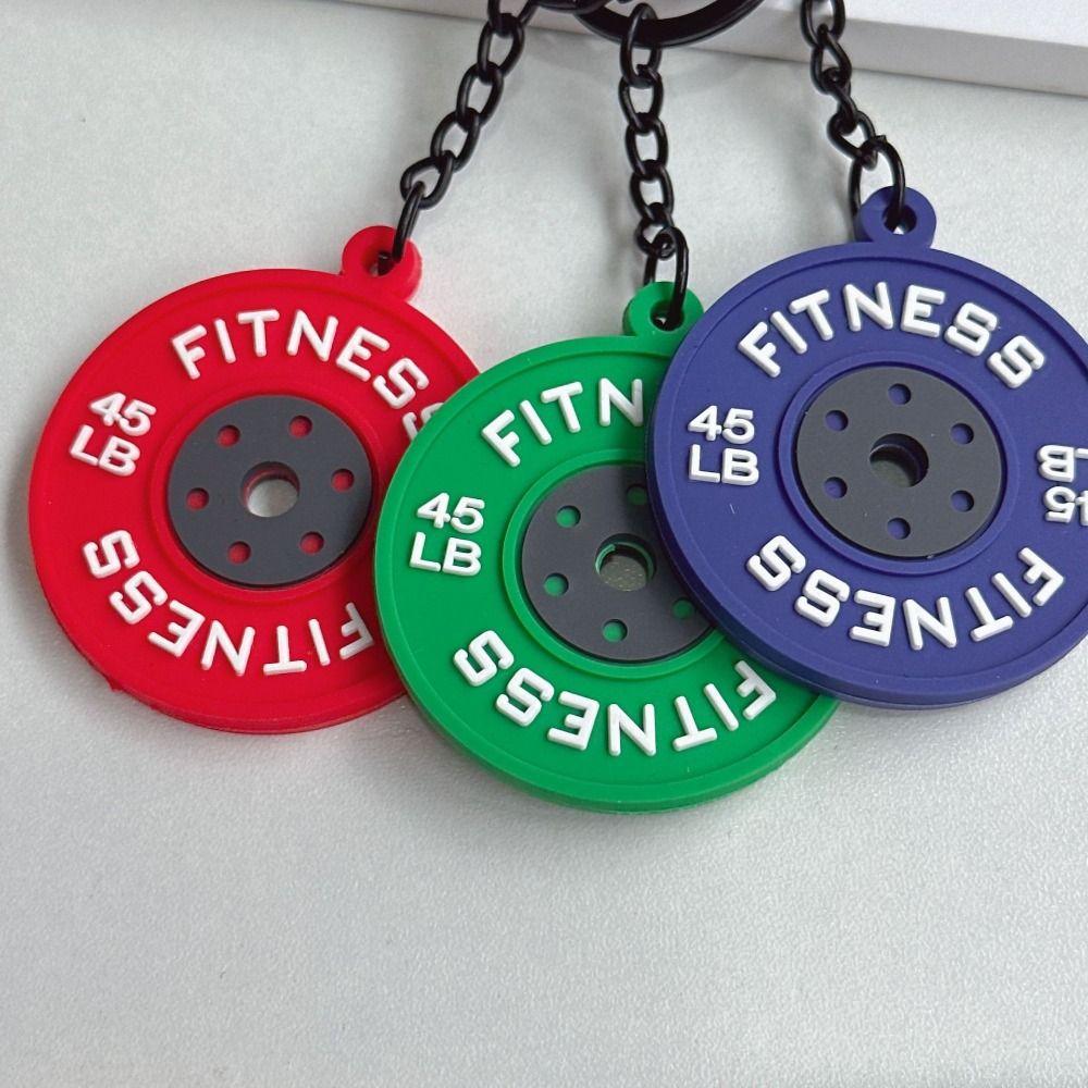 with D-shaped Carabiner Barbell Plates Key Chain 3-in-1 Fitness Series Pendant Fitness Prople