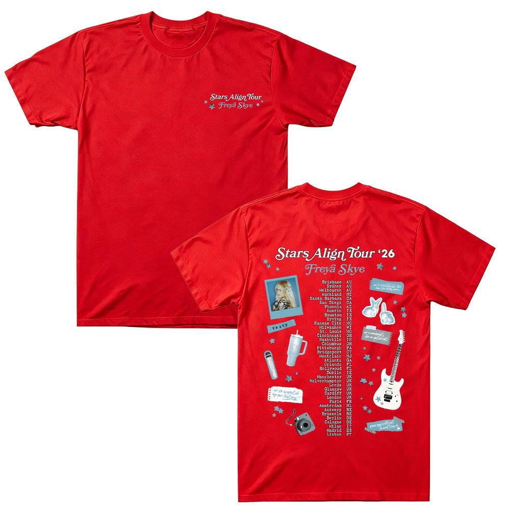 Scrapbook Tour Tee Freya Skye Stars Align Tour '26 Graphic Tshirt Summer Cotton Tee High Street Y2K Streetwear Unisex Casual Clothes