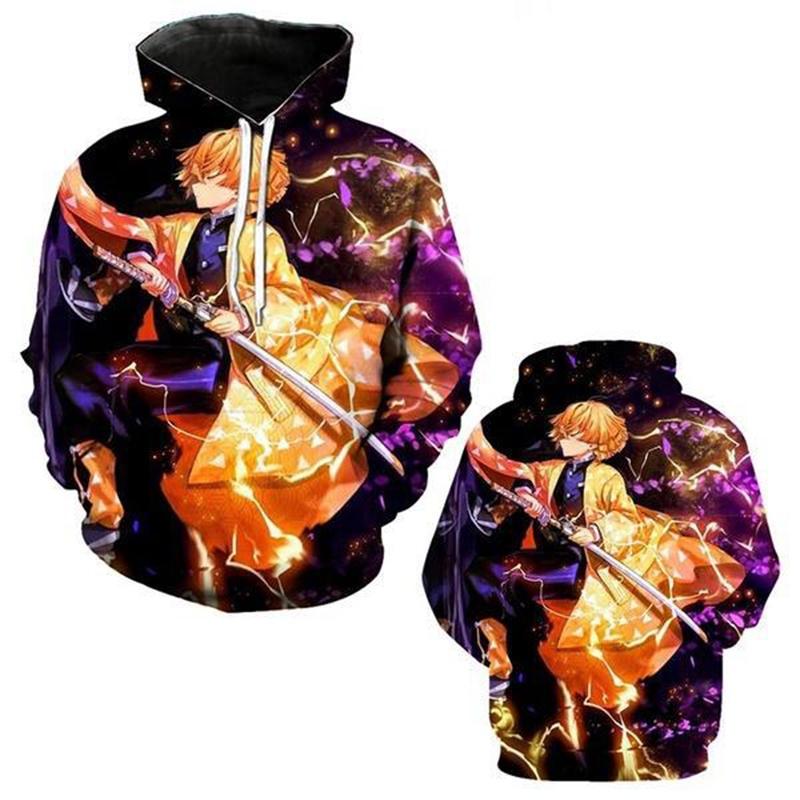 Vibrant And Comfortable Demon Slayer 3d Printed Couples Hoodies With Long Sleeves