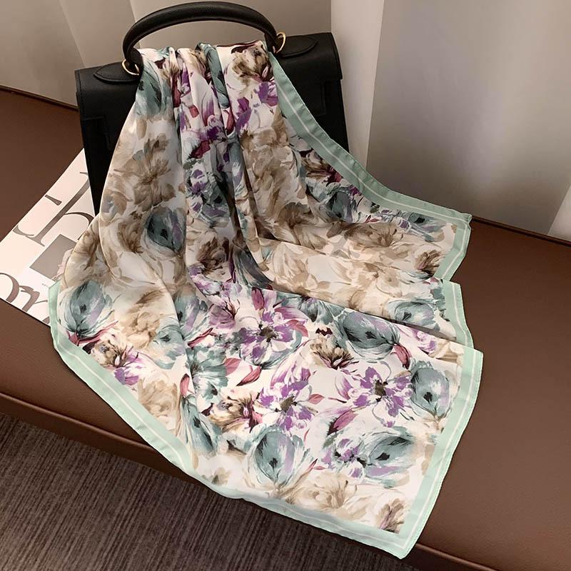 Retro 70*70 Square Scarf Colorful Silk Scarf Women Neck Scarf All-Match Shawl Trendy Headscarf Women'S Accessories Gifts