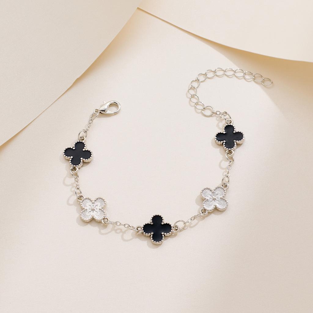 Five Flowers Four-leaf Clover Bracelet Women Senior Sense of Light Luxury Exquisite Double-sided Mother-of-pearl Hand Jewelry