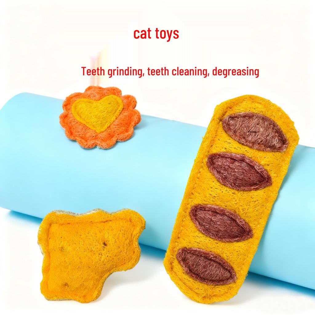 Loofah Catnip Teaser Stick: Self-Entertainment & Teeth Grinding Toy for Cats