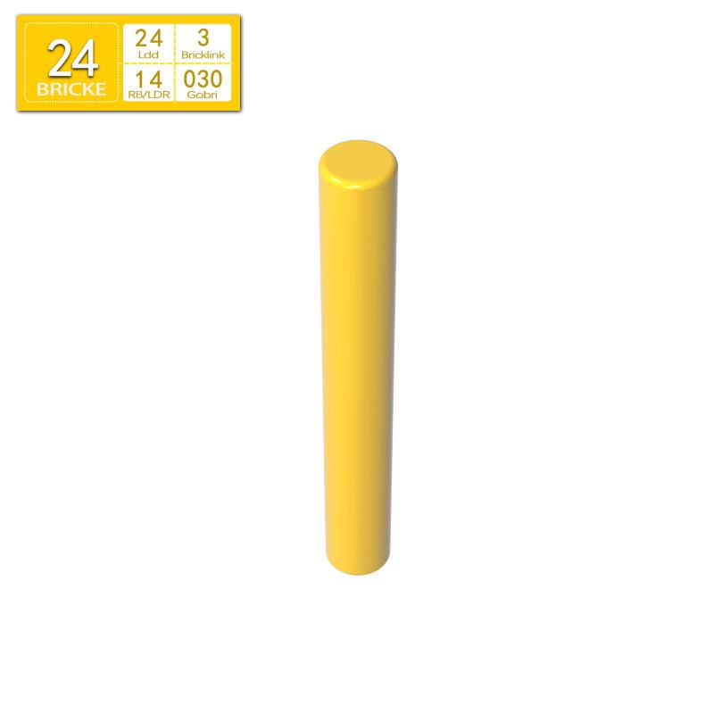 BRICKE 1x3 Round Bar Building Blocks (23.8 Length) - Compatible with Lego Models 87994, 17715, 19385 DIY.