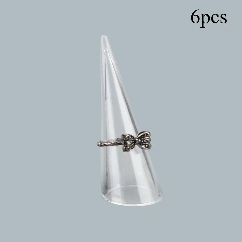 6PCS Single Finger Rings Showcase Stand Acrylic Crystal Ring Holder Acrylic Ring Display Jewelry Holder Wedding Display Cone Support for Jewelry