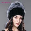 Real Mink Fur Pompom Hat Female Fashion Fox Fur Winter Hats For Women Thick Warm Knitting Beanies