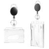 Transparent Double Cards Slots ID Tag Badge Holder with Badge Reel  Cards Storage Organizer Employee Pass Work Card Case Sleeve