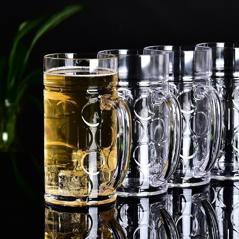 Многоразовая пластиковая пивная кружка 32 унции 1 литр с ручками, чашка в форме ананаса, кружки для напитков, завтрака, молока, кофе, воды, кружка для бара, посуда для напитков