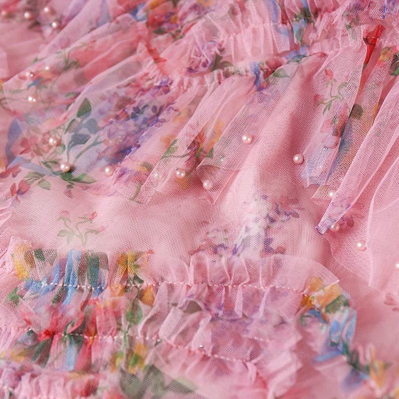 DIMANAF 2025 Летние женские новые юбки из шифона с эластичной талией, плиссированные сетчатые элегантные юбки