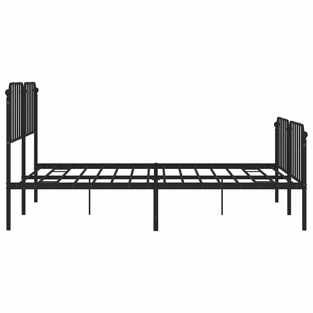 Metal Bed Frame with Headboard and Footboard Black 183 x 213 cm
