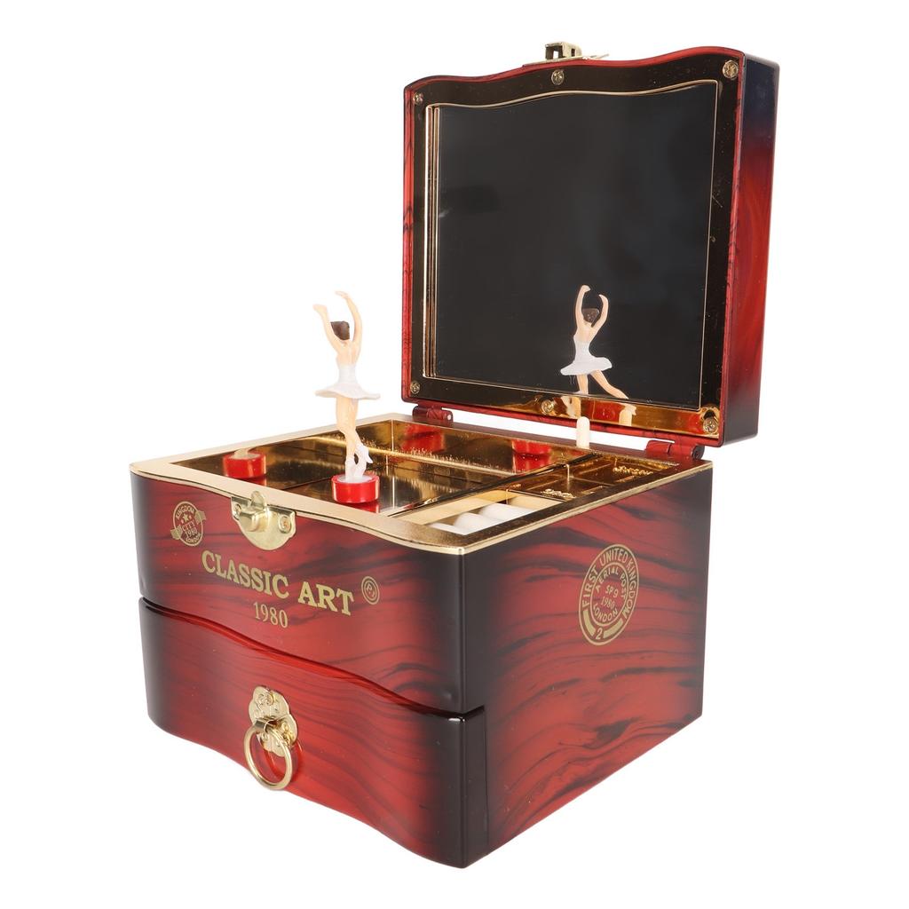 Rotating Ballerina Dancer Music Box Nostalgic Elegant Dancing Girl Musical Jewellery Box for
