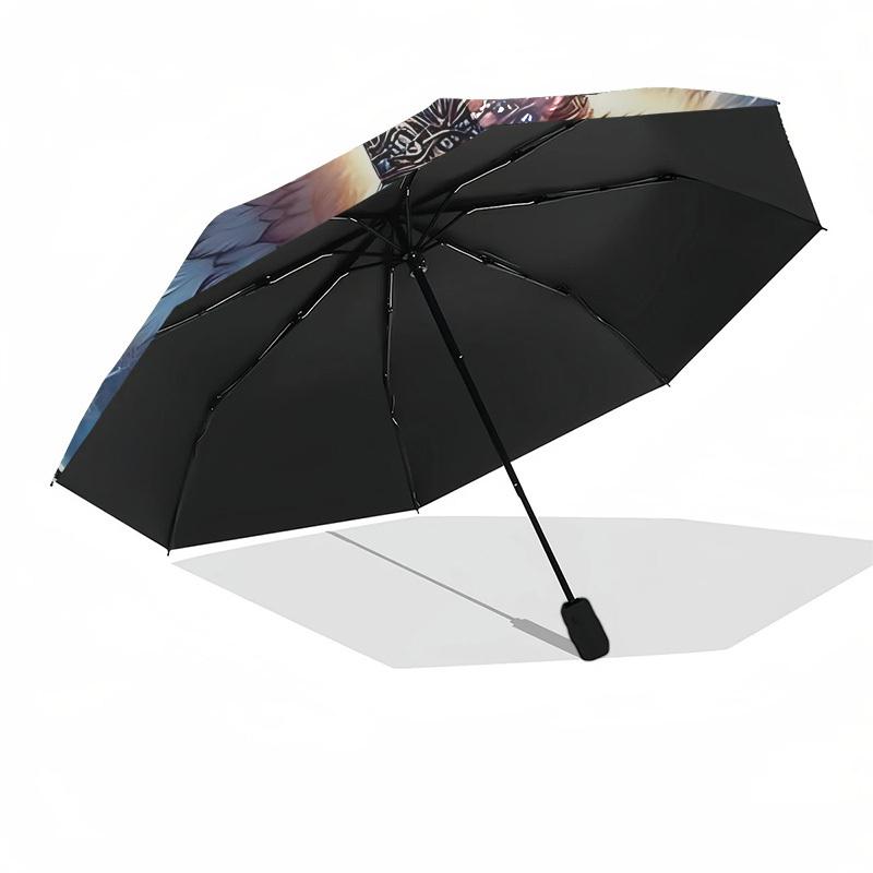 1pc Eagle Fantasy Artwork Fashionable Automatic Opening/Closing Folding Umbrella with 8 Iron Bones, Plastic Handle yy251015010