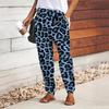 Women Leopard Print Printing Pants Lace Up Elastic Waist Loose  Trousers Casual Long Pants Trousers with Pockets