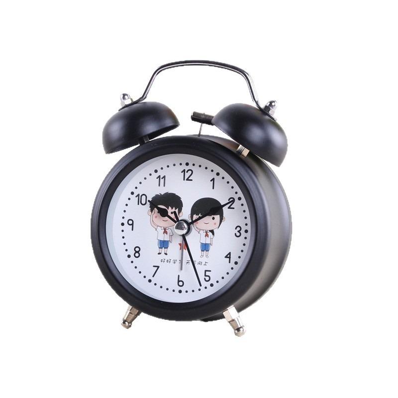 Silent alarm clock for primary school students 1-inch metal bell clock Children's bedside luminous clock