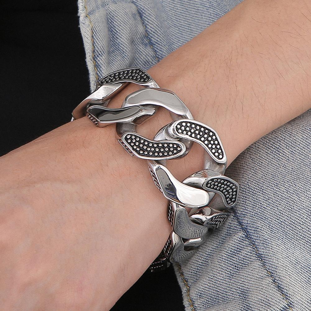 Массивный браслет-цепочка панцирного плетения кубинского типа шириной 30 мм для мужчин, мужские браслеты из нержавеющей стали 316L, панк-рок ювелирные аксессуары для мужчин