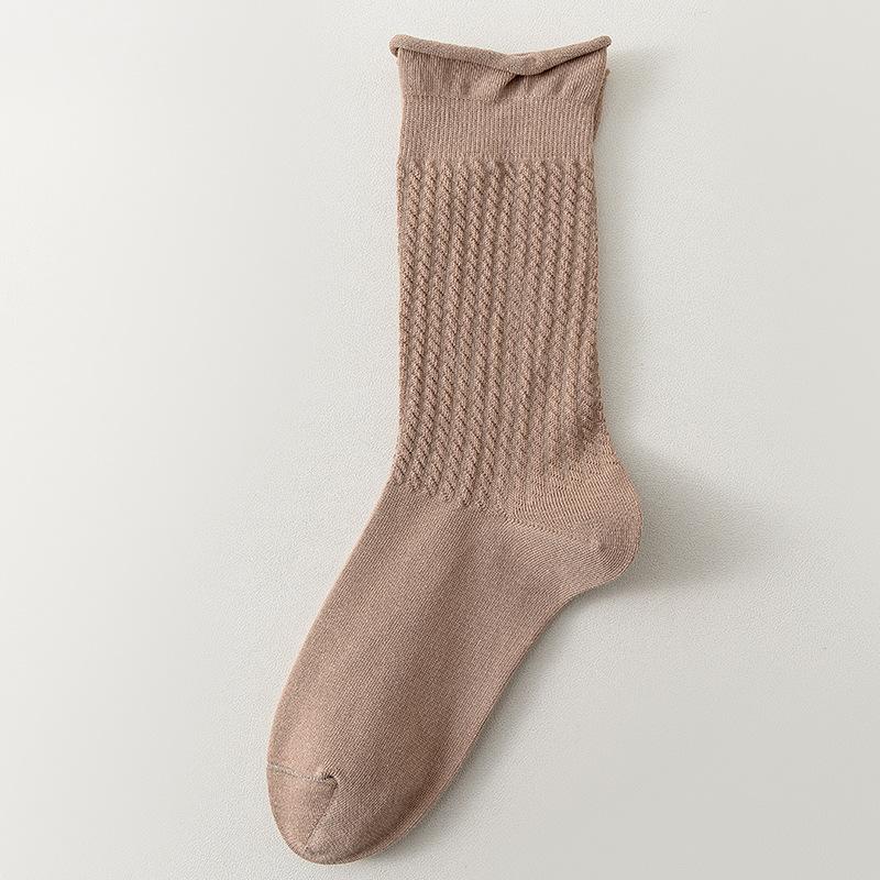 Женские весенне-осенние носки-гольфы из чистого хлопка, цветные, с подвернутым краем, свободные, дышащие, тонкие, бесшовные.