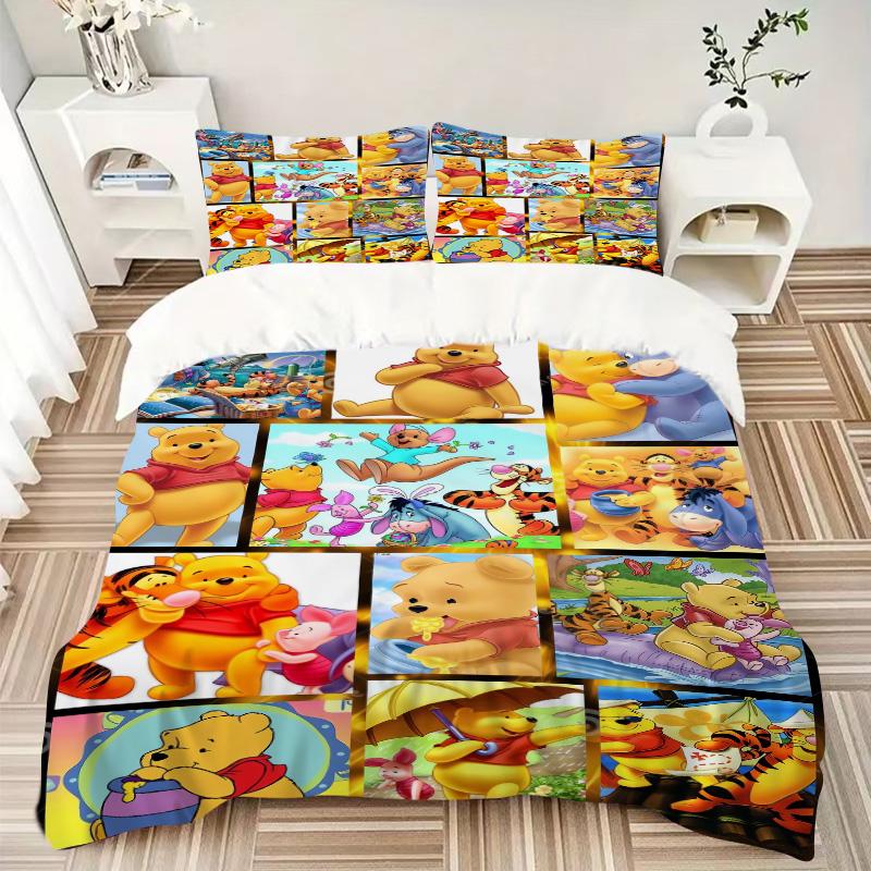 Pooh Friends Adventure Print 3Pcs Bedding Setduvet Cover With 2 Bedropillowcase Home Birthday Gift