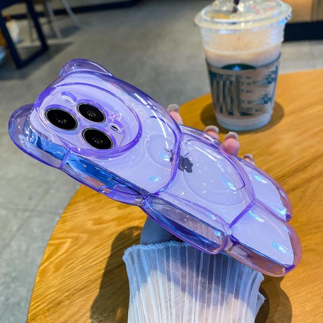 Прозрачный чехол для телефона с мультяшным 3D медведем для iPhone 14 13 12 11Pro Max XS Max XR X ярких цветов, силиконовый противоударный мягкий чехол