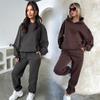 Women's Solid Color Sweatshirt Set Autumn and Winter Long-sleeved Hooded Fleece Fashion Casual Sweatshirt Trousers Suit