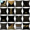 Golden Black Pattern Decorative 45*45CM Cushion Cover Polyester Throw Pillowcase Sofa Home Car Decorative PillowCover