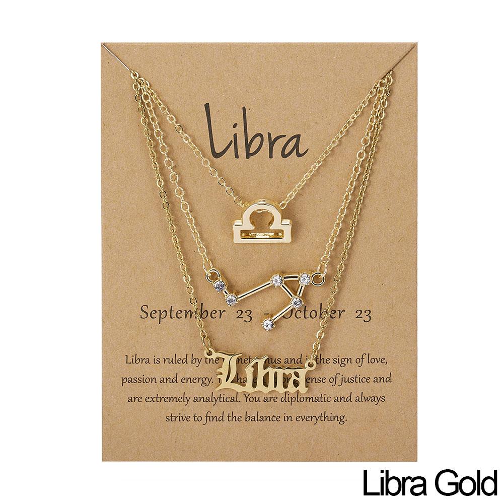 Fashion 12 Constellation Zodiac Star Sign Pendant Clear Zircon Women Necklaces Pisces Aries Taurus Horoscope Amulet Jewelry