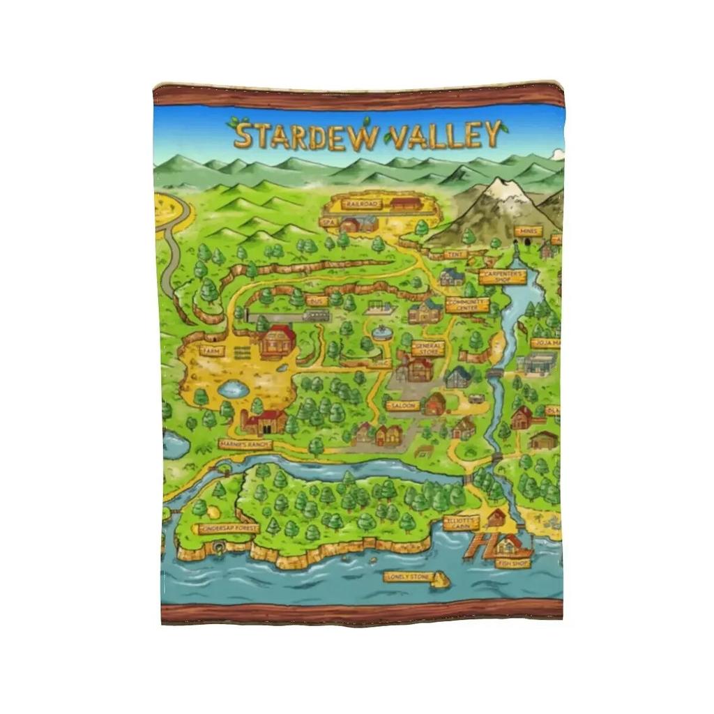 Одеяла с картой города Stardew Valley, мягкое теплое фланелевое одеяло, постельное белье для кровати, гостиной, пикника, путешествия, домашний диван