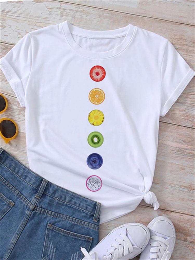 Maycaur Новая летняя забавная женская футболка с принтом арбуза и фруктов Harajuku Белые футболки с рисунком повседневные женские топы женская одежда