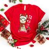 New Christmas Fa La La La Llama Graphic Print Shirt Tees Summer T-Shirt Short Sleeve Fashion Personality Streetwear Casual Tops