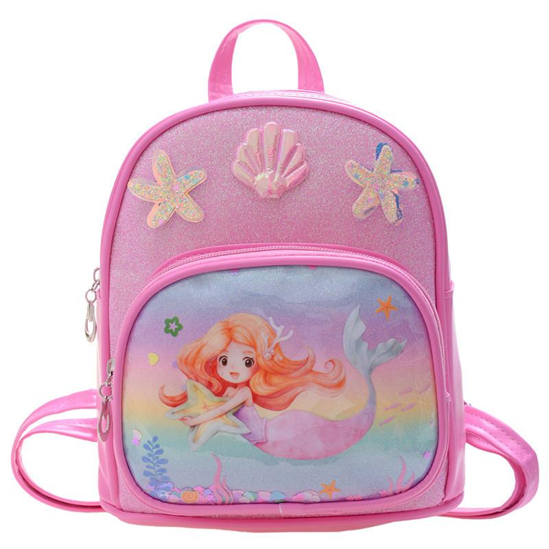 Cute Shell Starfish Decoration Mermaid Cartoon Pattern Backpack Children