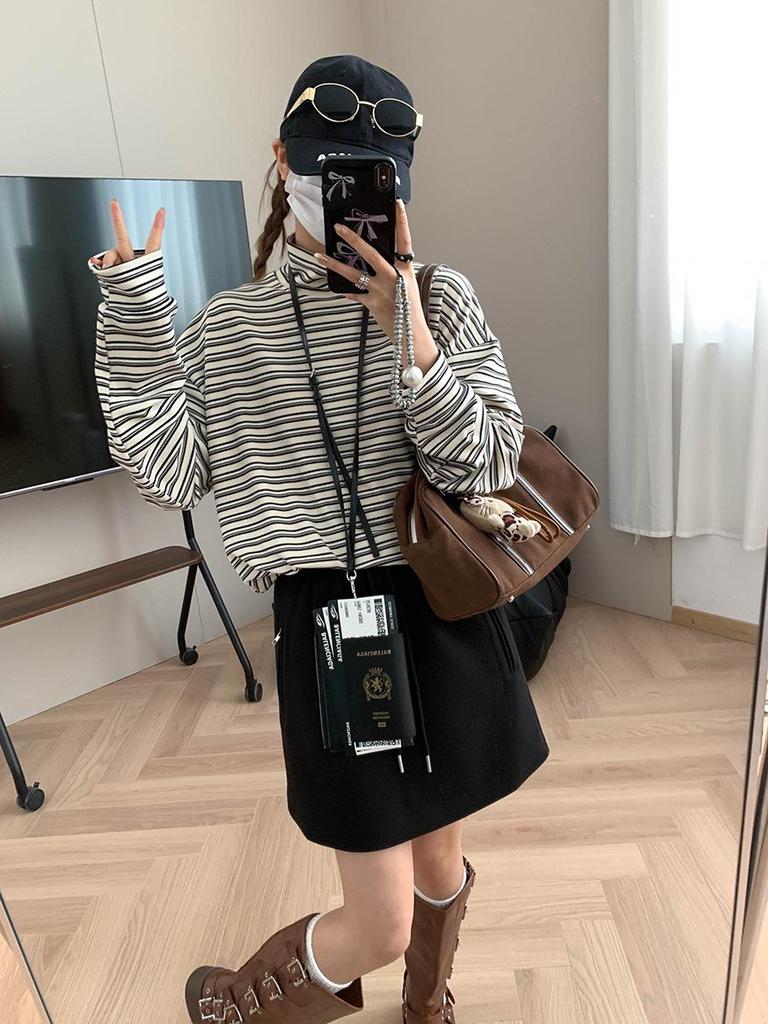 Moqie Winter Petite A-line Woolen Drawstring Short Skirt MQ1064