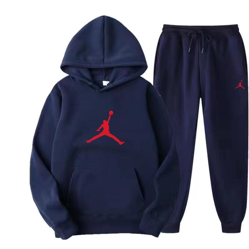 Men Women Hooded Fleece Lined Sweatshirt Set With Kangaroo Pocket Cuffed Pants Winter