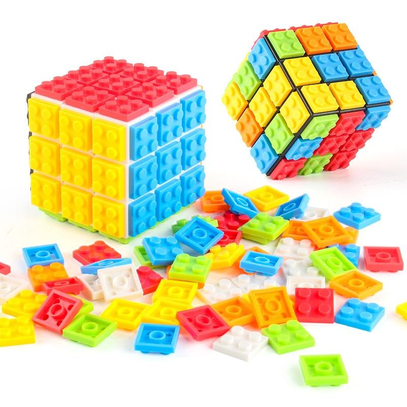Кубик Рубика 3x3 Speed Cube с Строительными Блоками, Мини-Игрушка в Комплекте, Совместим с Lego Кубом, Обучающая Игрушка