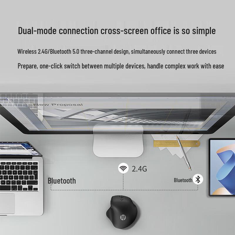 HP Эргономичная беспроводная офисная мышь Engineer1 с двумя режимами