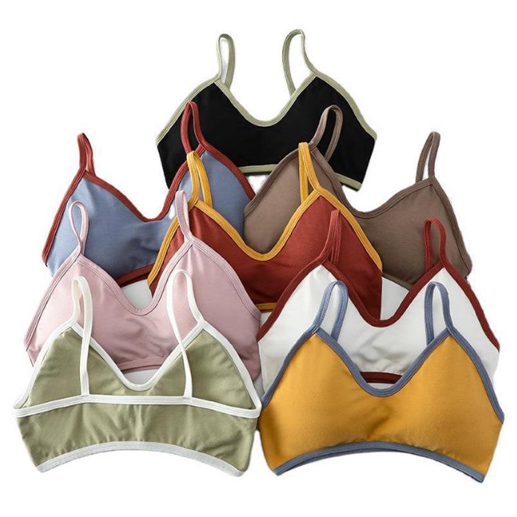 Summer Candy Color Patchwork Bandeau Camisole with Chest Pad and Anti-Exposure Back for Girls