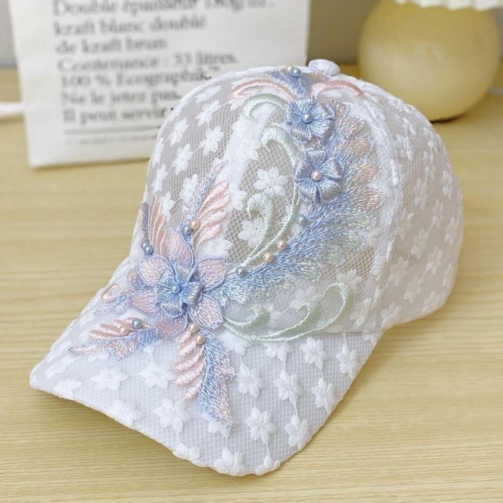 Summer Lace Baseball Cap Embroidered Flowers Sunscreen Hat New Rebound Cap For Women Girls