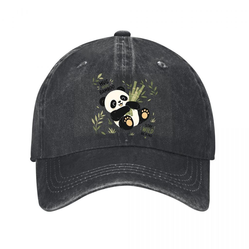 Playful Baby Panda Forest Charm Washed Baseball Cap Outdoor For Womens Unisex FeUnisex Dad Hat
