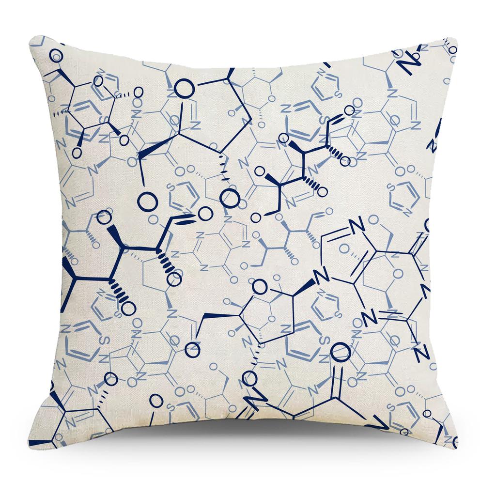 Mathematics, Physics and Chemistry Equations Pillow Cover Personalized Geometric Formula Graffiti Students' Bedside Linen Sleeping Pillow Cover
