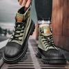 Мужские ботинки Ботинки с высоким голенищем Защита носка Противоударные парусиновые ботинки Мужская рабочая обувь безопасности Платформа Повседневная обувь Дышащие ботильоны