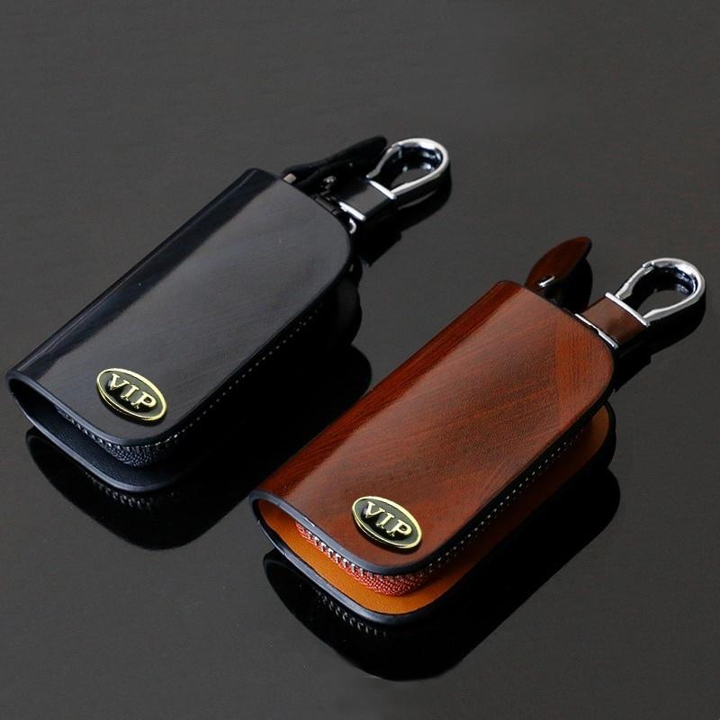 Universal Leather VIP Smart Flip Remote Car Key Fob Shell Case Cover Holder Chain Bag Keychain Wallet Pouch Organizer Motorcycle