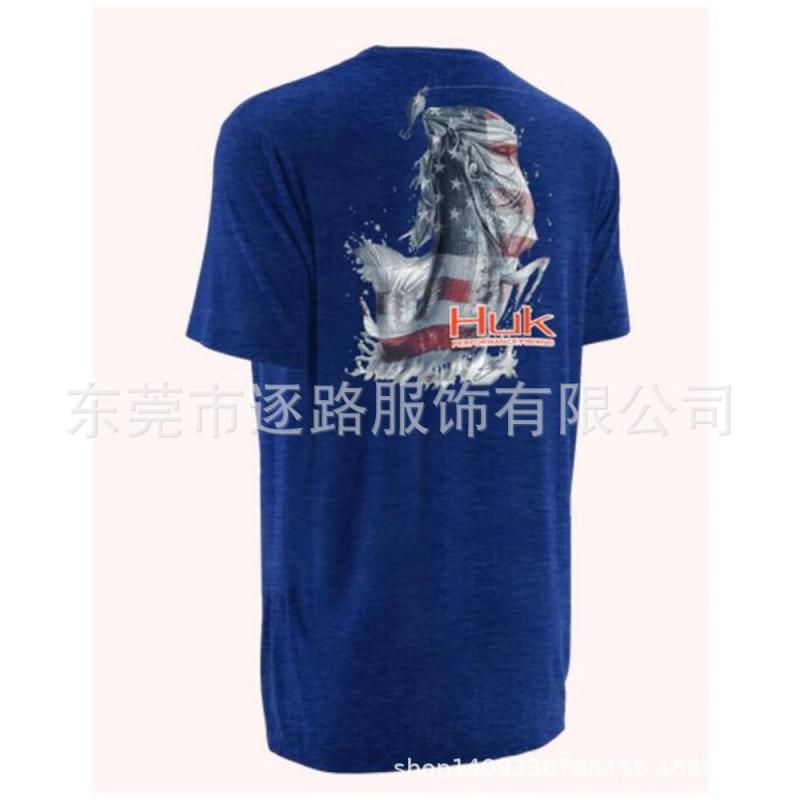 Mens Quick-Dry Fishing T-Shirt UV Protection Outdoor Sport Shirt Breathable Short Sleeve Round Neck Summer Fall