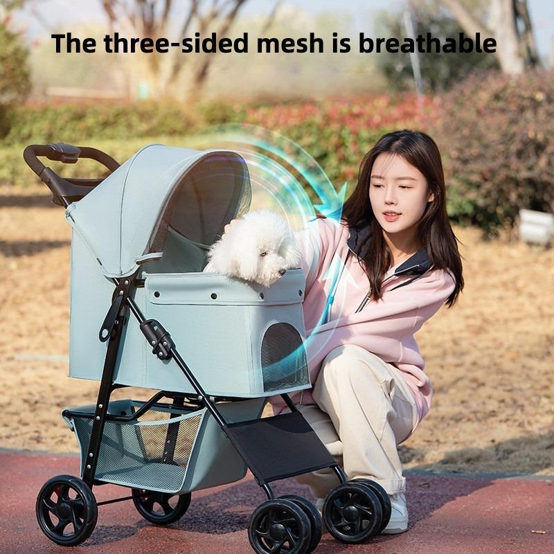 Lightweight Foldable Pet Stroller with Storage Basket, Spacious for 20 - kg Medium Dogs & Cats pet carrier backpack dog carseat