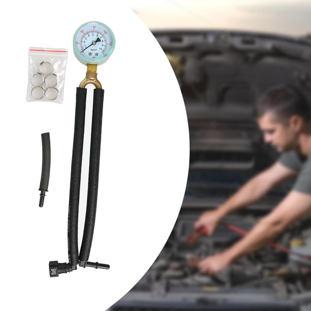Fuel Pressure Gauge Kit Pump Tester Motorcycles 25cm Tube Quick Connected Oil