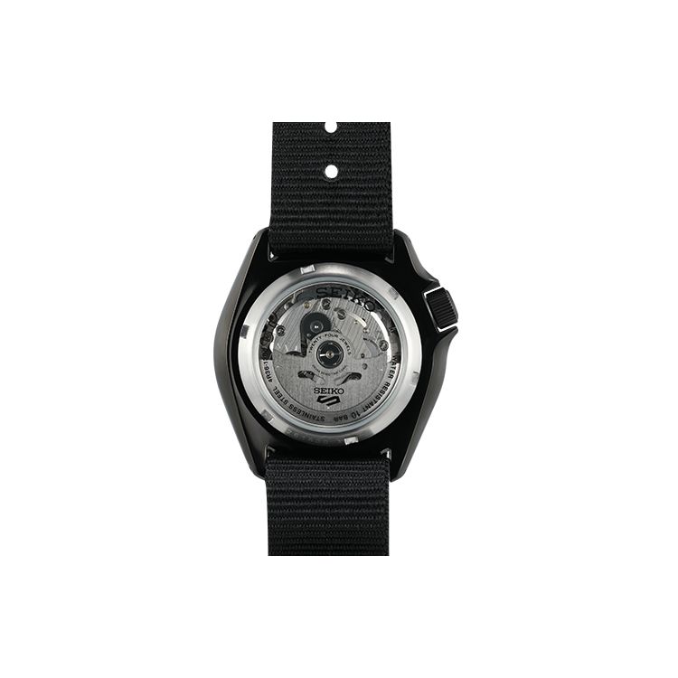 Seiko 5 Серия Модные уличные скейтборд-часы Солнечный механический механизм Нейлоновый ремешок Мужские часы Зеленые SRPJ37K1