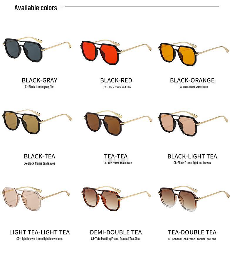 Новые Квадратные Солнцезащитные Очки с Двойным Мостиком 2026 - Модный Ретро Стиль Пилот для Отпуска и Защиты от Солнца при Вождении