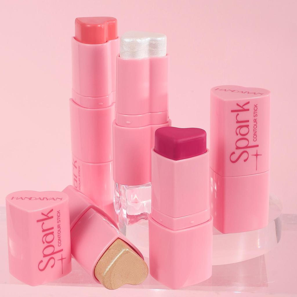 HANDAIYAN Матовые блестящие румяна, тени для щек, румяна, хайлайтер, румяна, водостойкий бронзатор, ручка для контурного макияжа