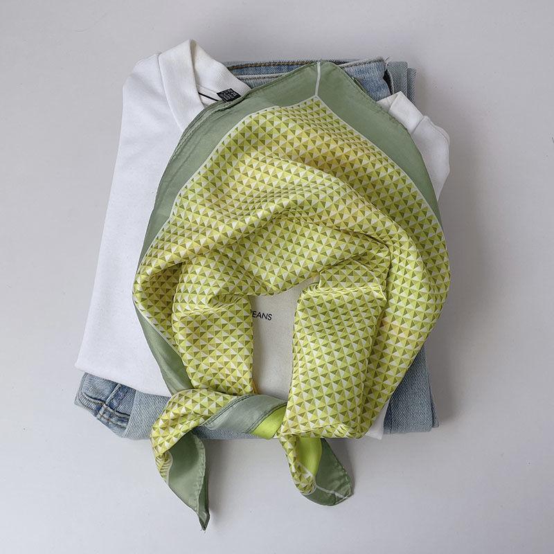 Women's Vibrant Yellow Small Square Scarf: Lightweight Multi-use As Scarf Belt & Necktie Skin-brightening