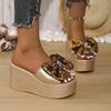 Fashion 2024 Fashion Shoes Women Summer Women' Slippers Mixed Colors Butterfly-knot Sequins Open Toe High Heels Water Proof Slippers
