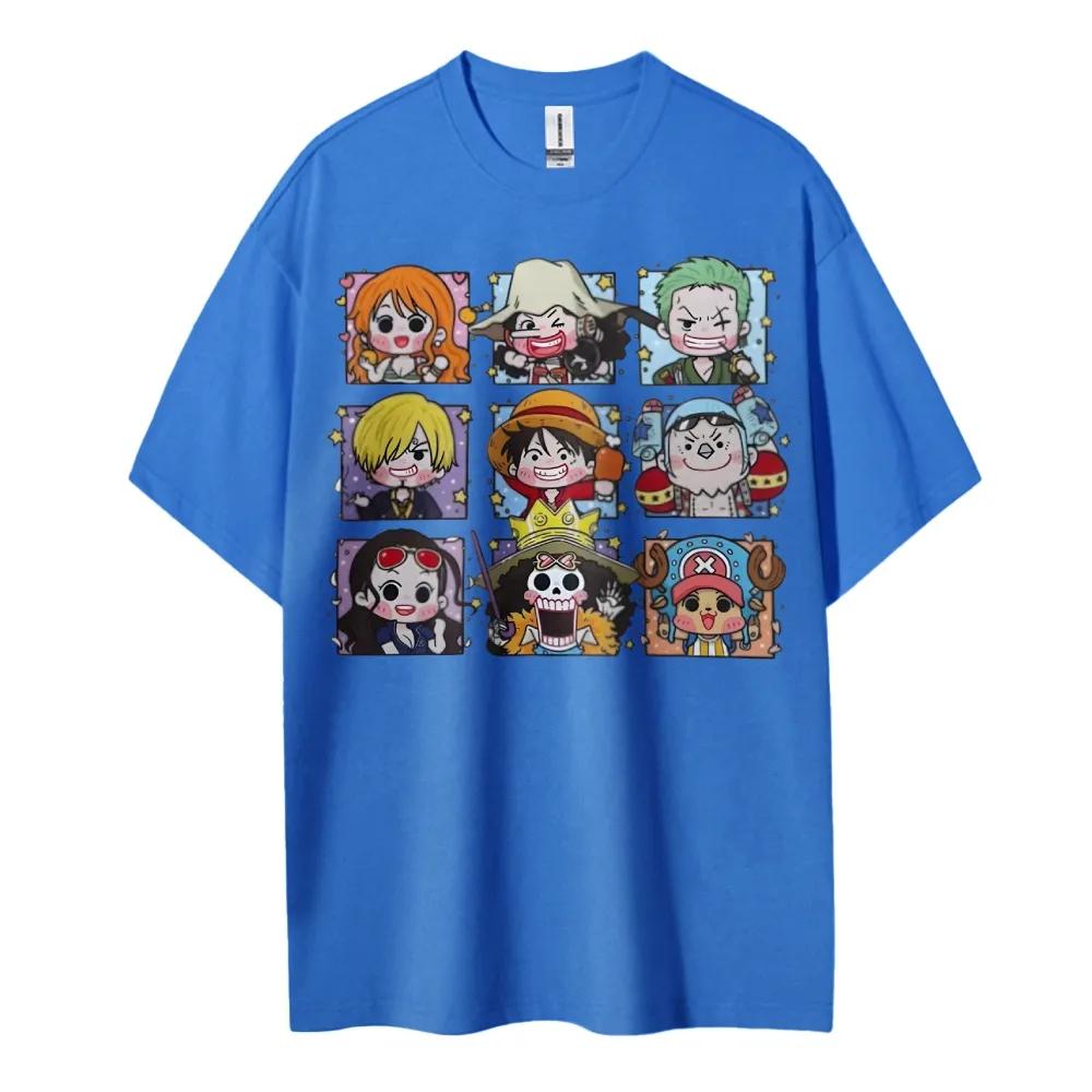ONE PIECE Peripheral Products Mens Oversized Tshirt Street Version Mens and Womens Summer Casual Trendy Brand Top Colthing