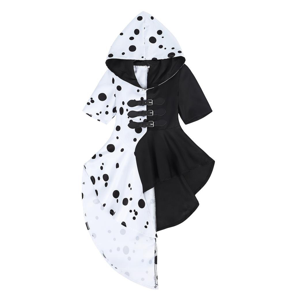Cruella Deville Princess Costume Dress 12-13 Years 160cm Black White Includes Wig Mask Halloween Carnival Christmas