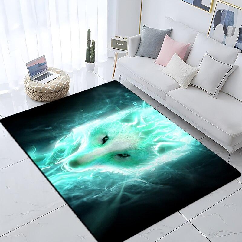 Art Animal Wolf 3D Print Carpets for Living Room Bedroom Decor Carpet Soft Flannel Home Bedside Floor Mat Play Area Rugs Gifts