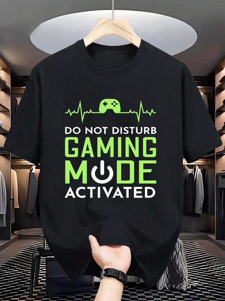 Unisex'S Casual Cotton T-Shirt With Geometric Gaming Graphic